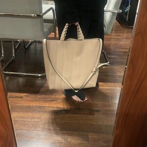 Elegant Beige Jules Kae Tote with Shoulder Strap Bag